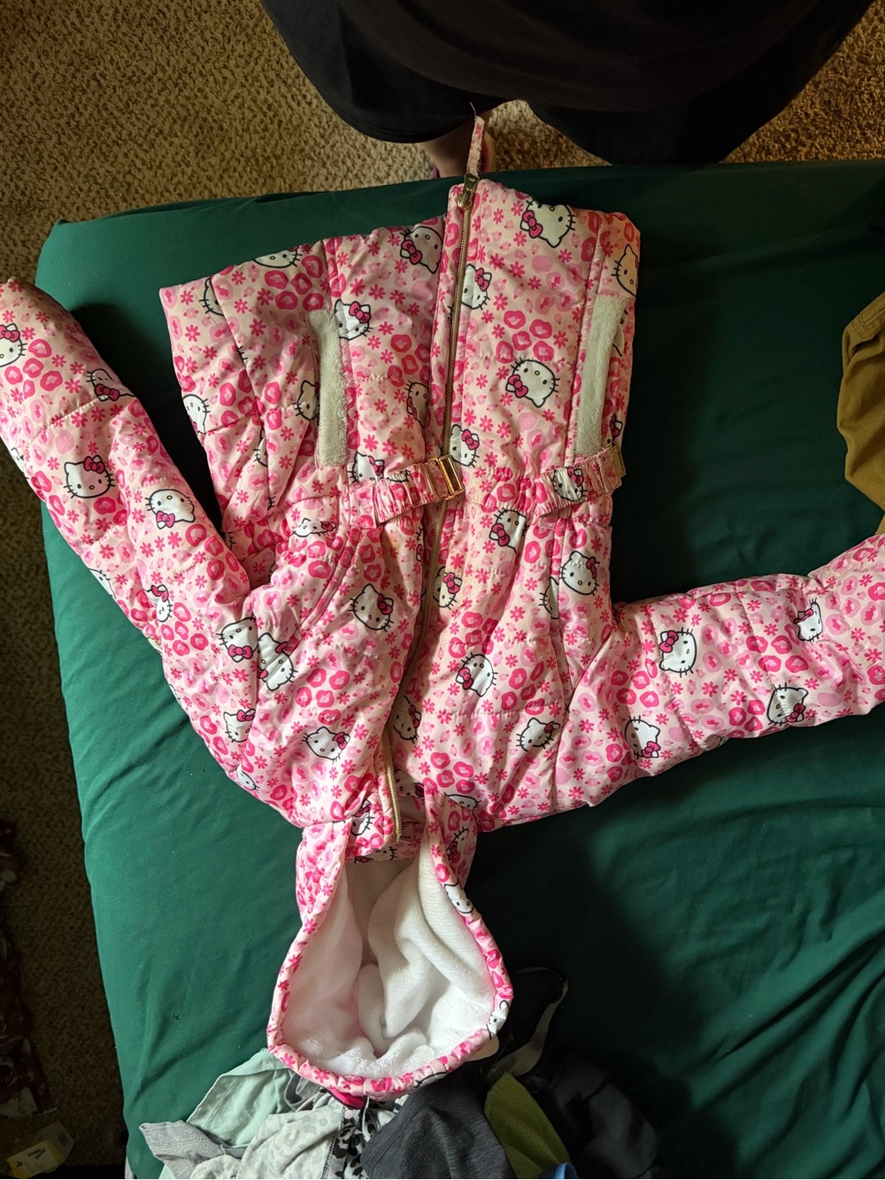 Hello Kitty Pink Patterned Quilted Kids One-Piece Snowsuit